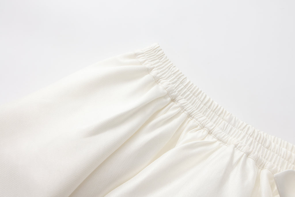 White Lace-up Floral Short Skirt