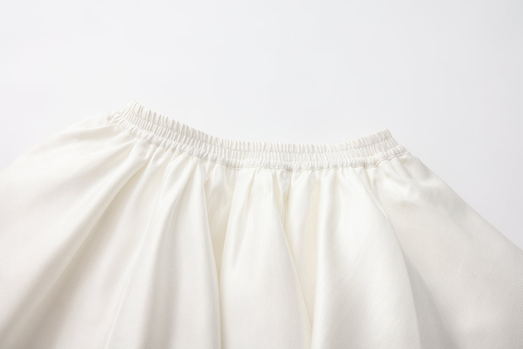 White Lace-up Floral Short Skirt