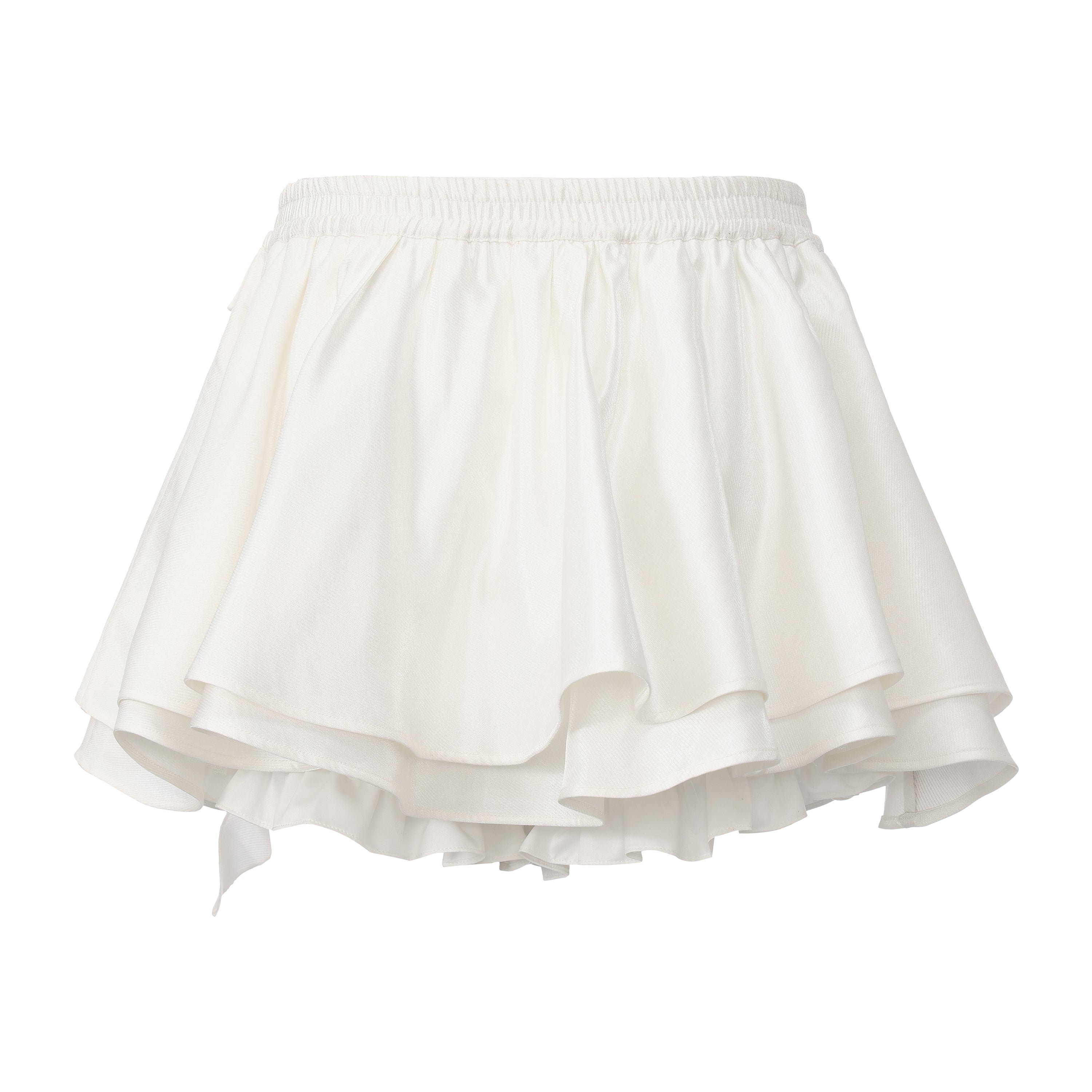 White Lace-up Floral Short Skirt