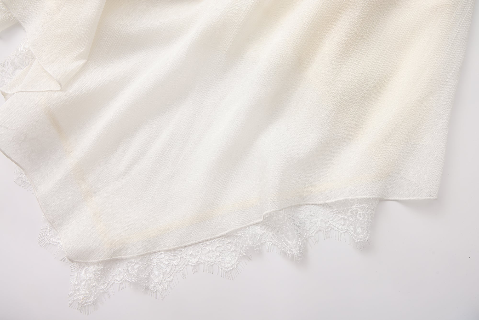 White Lace-up Beaded Mesh Long Skirt