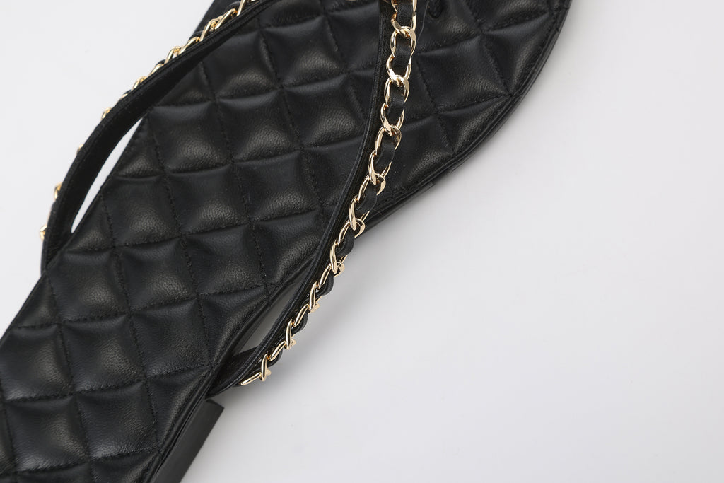 Black Diamond Buckle Chain Flip Flops