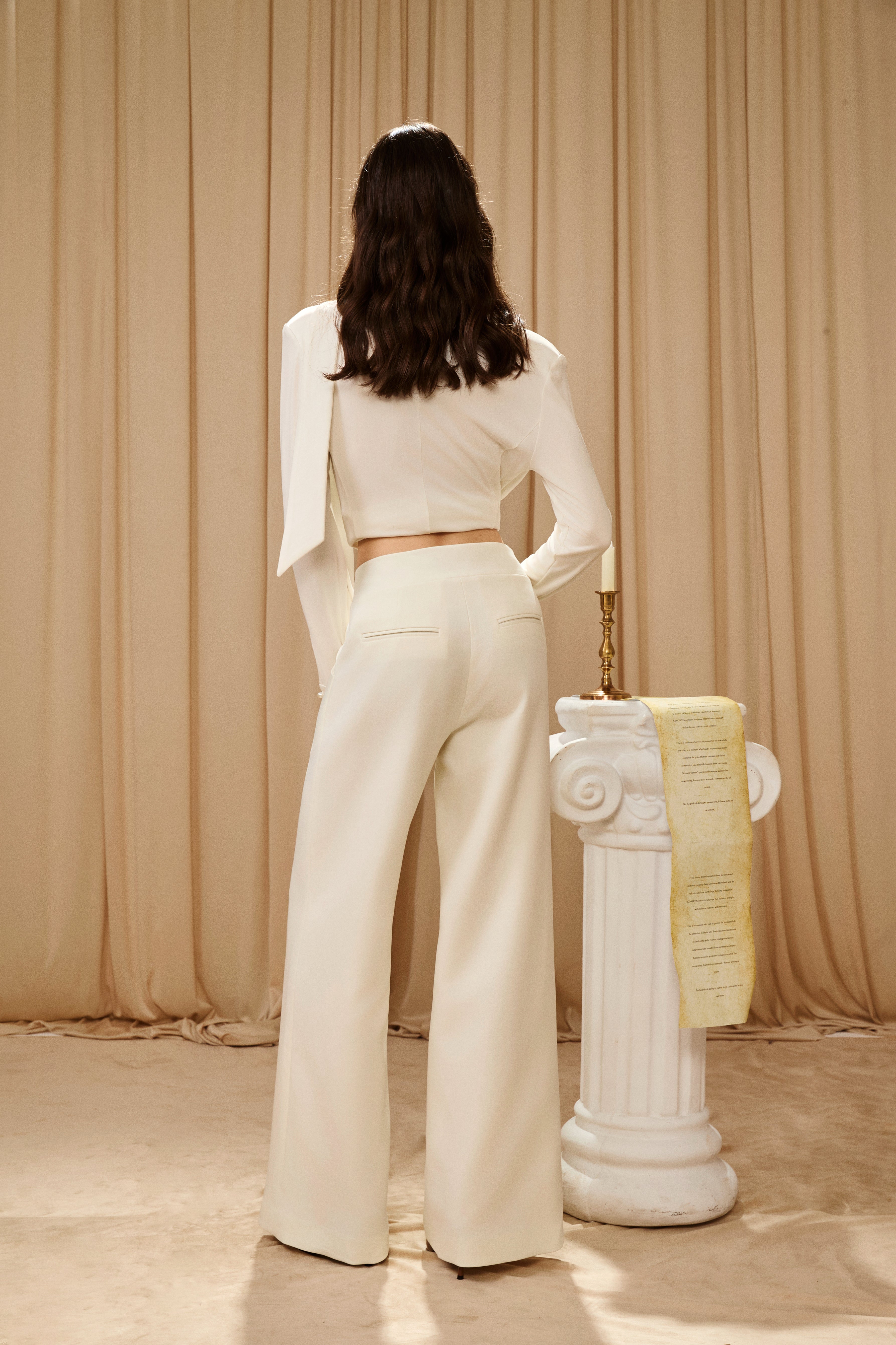 Off-White Bow Hollow Spliced Straight-Leg Pants