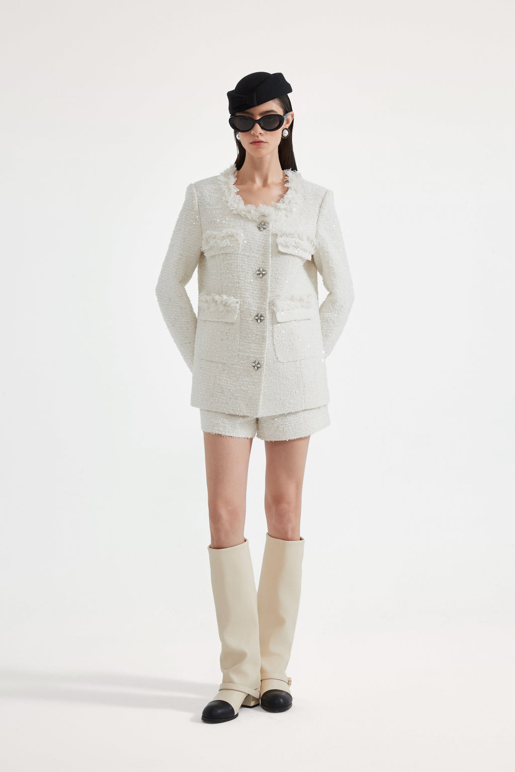 White Long Tweed Jacket