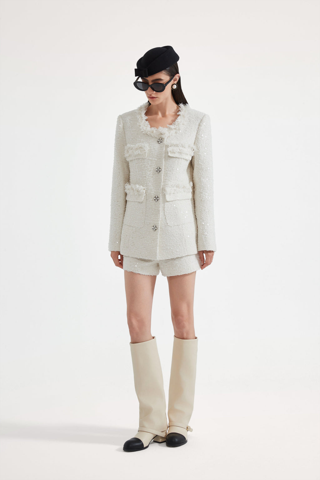 White Long Tweed Jacket