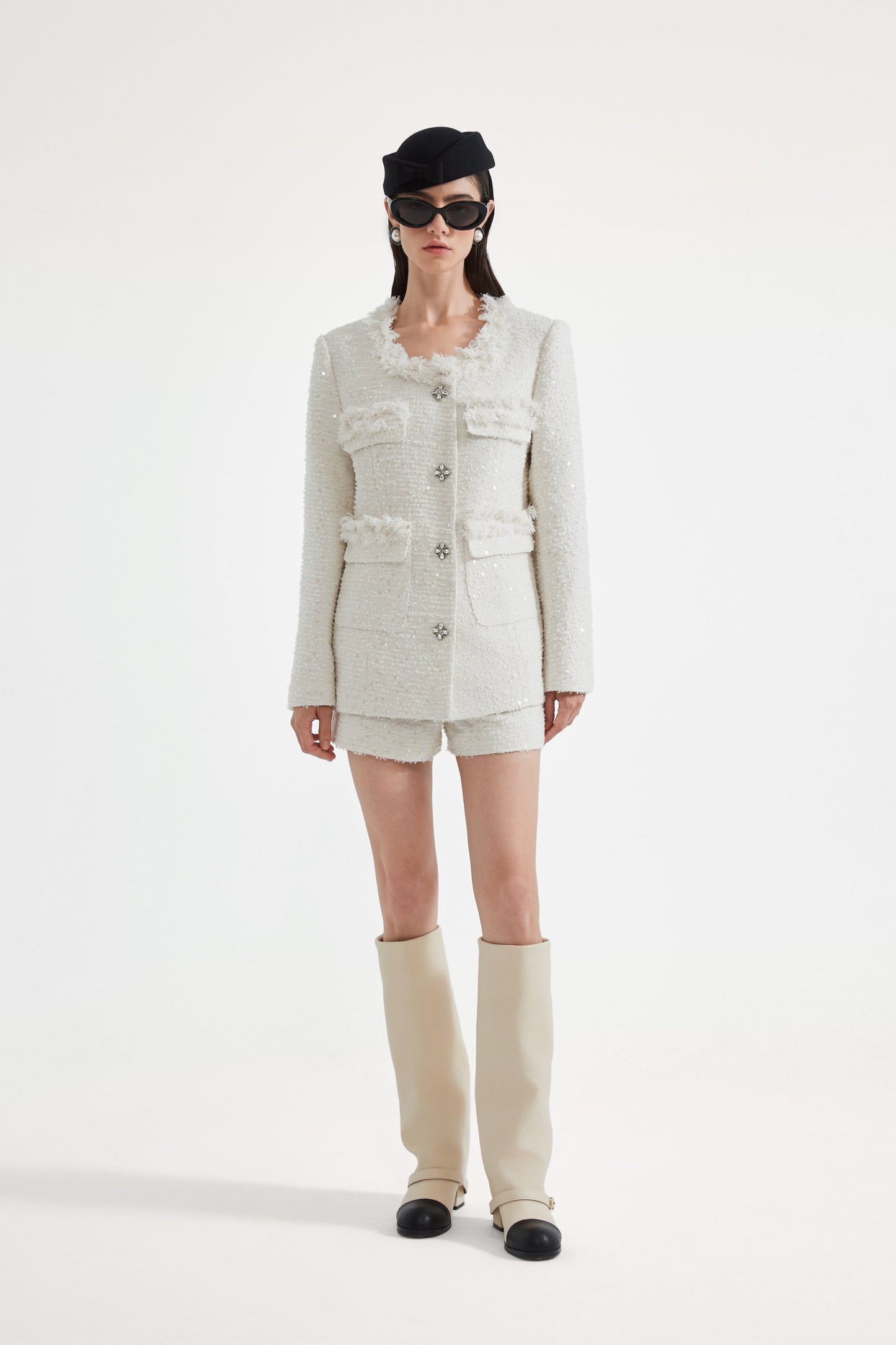 White Long Tweed Jacket