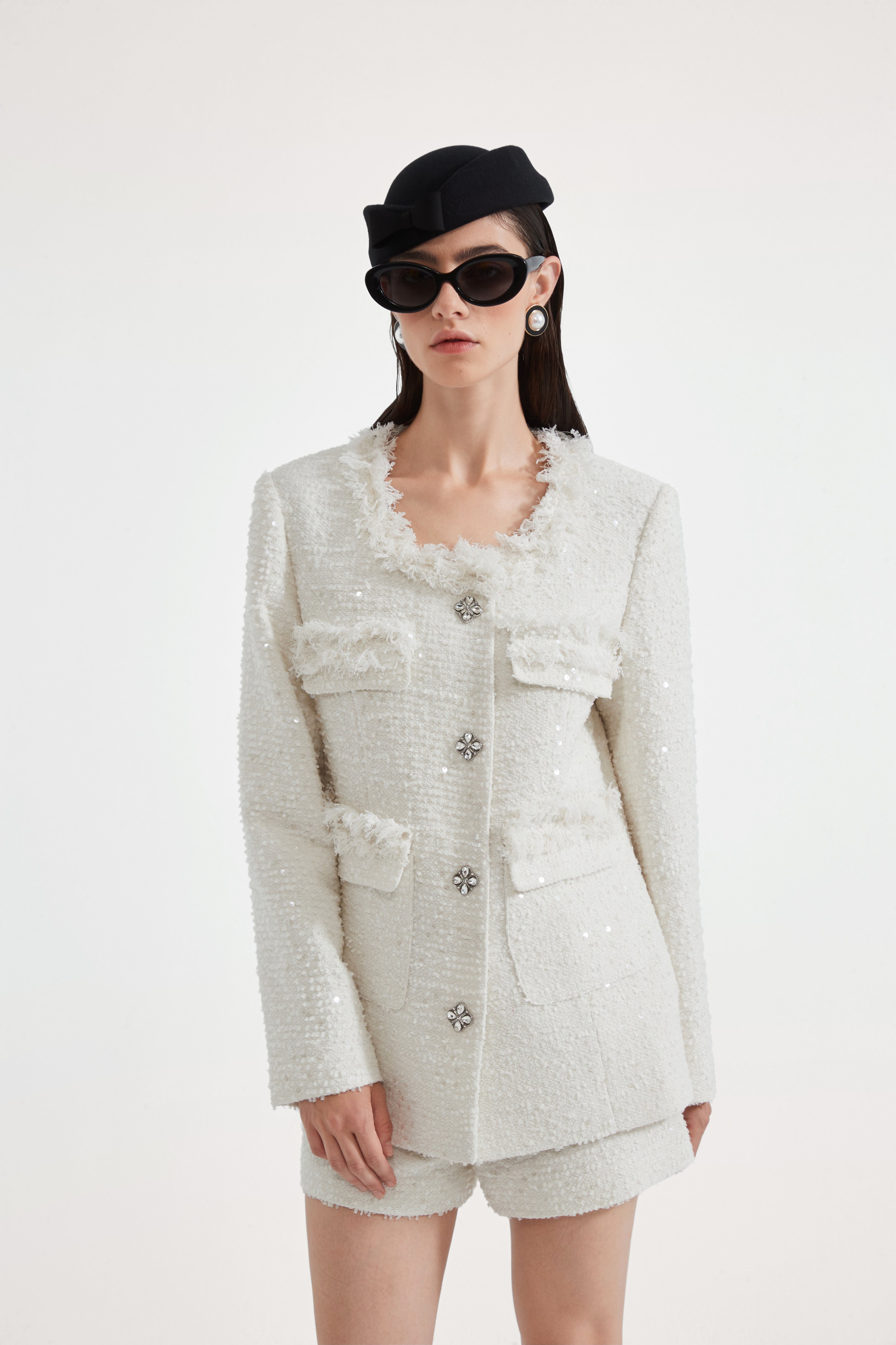 White Long Tweed Jacket