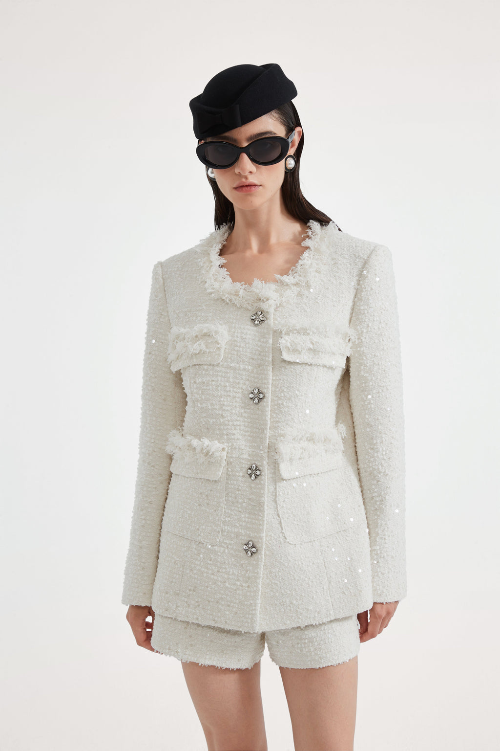 White Long Tweed Jacket