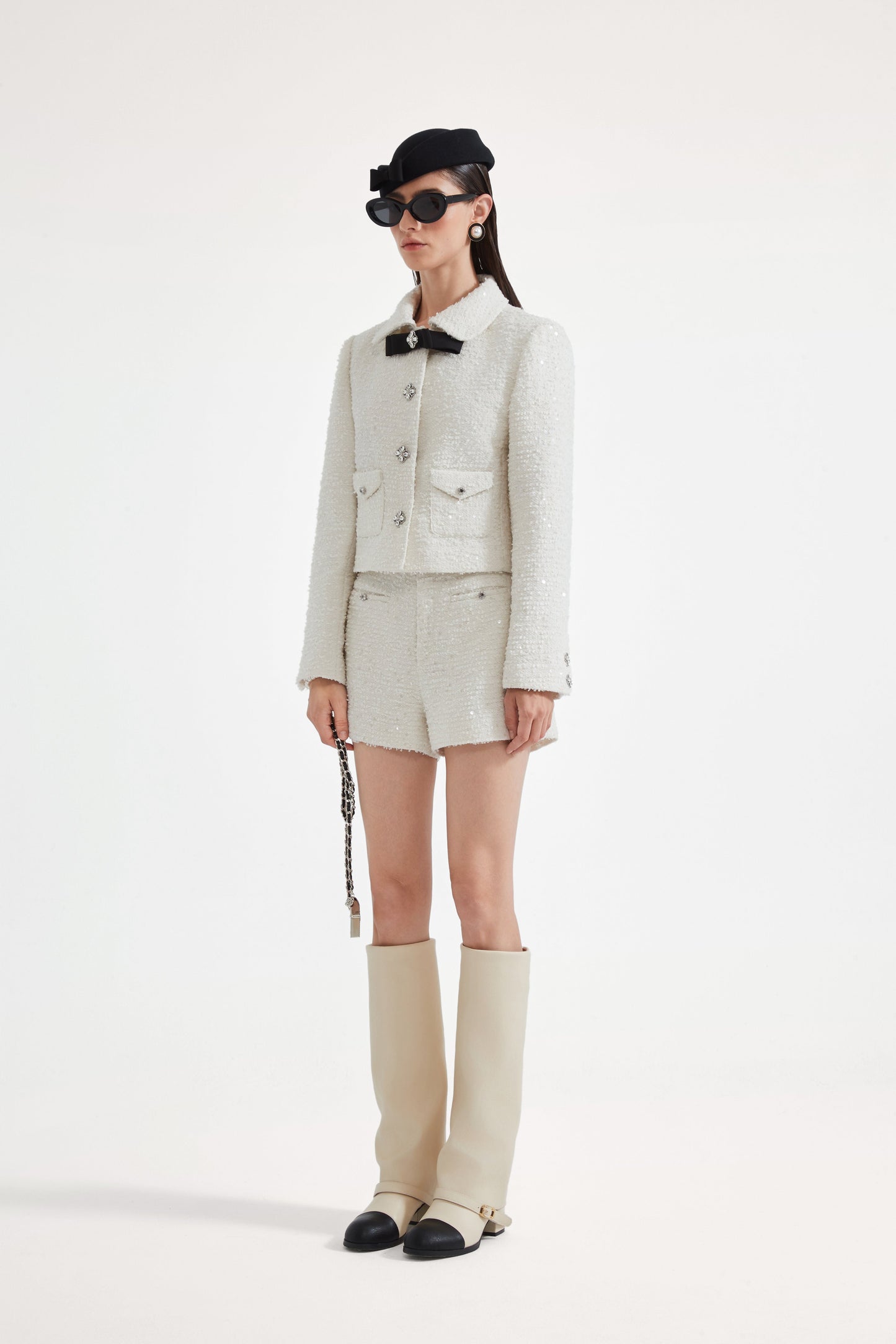 White Tweed Shorts