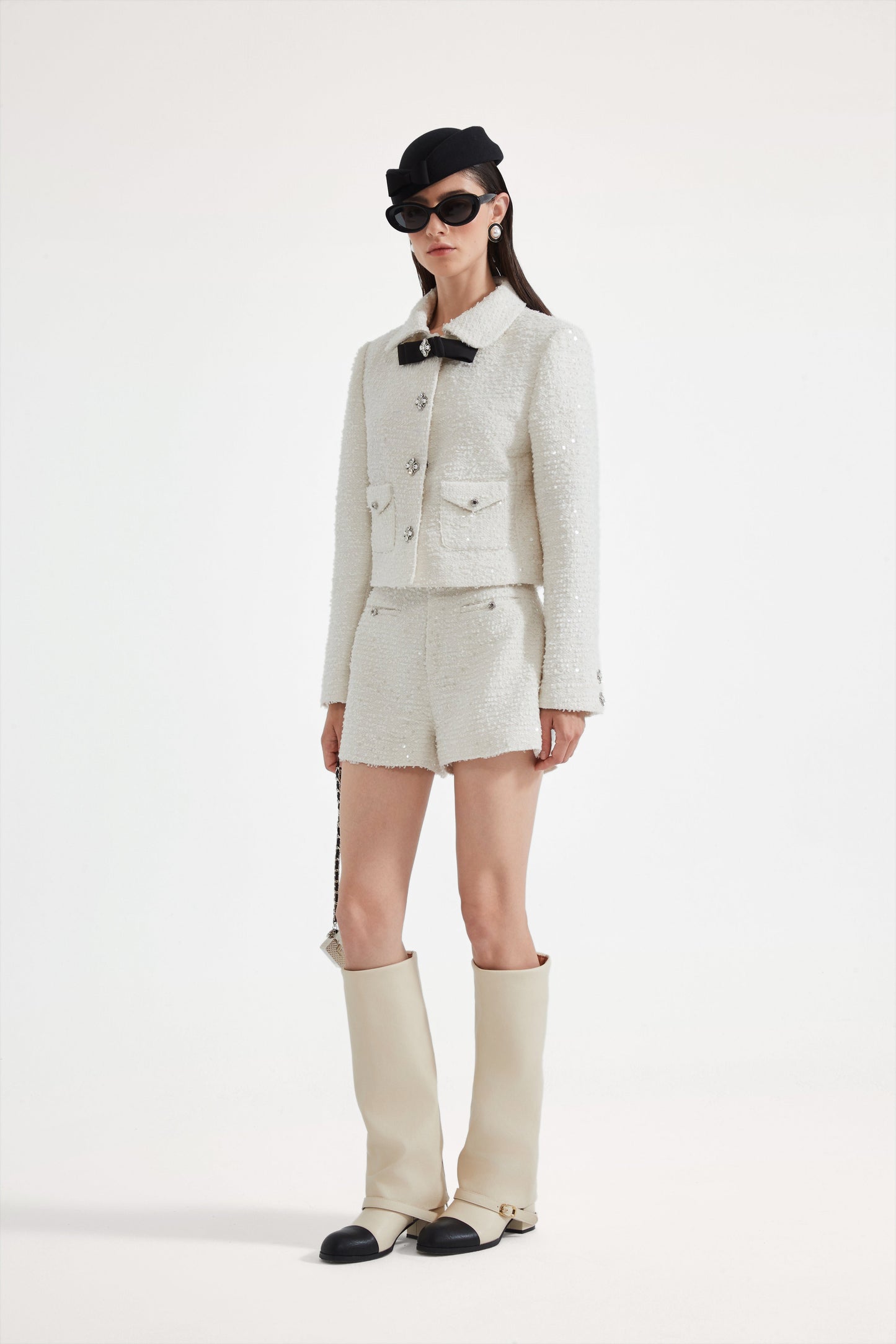 White Tweed Shorts