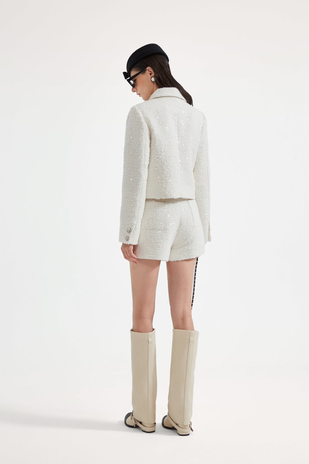 White Tweed Bow Jacket (Detachable Bow)