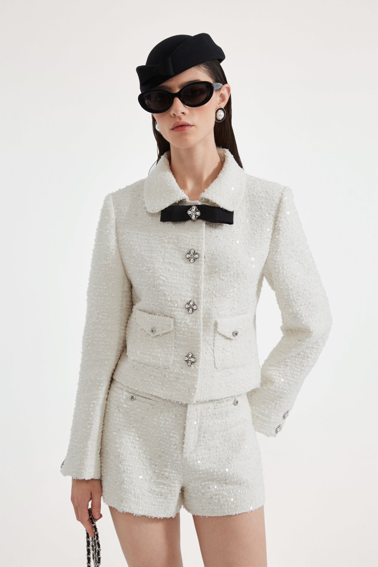 White Tweed Shorts