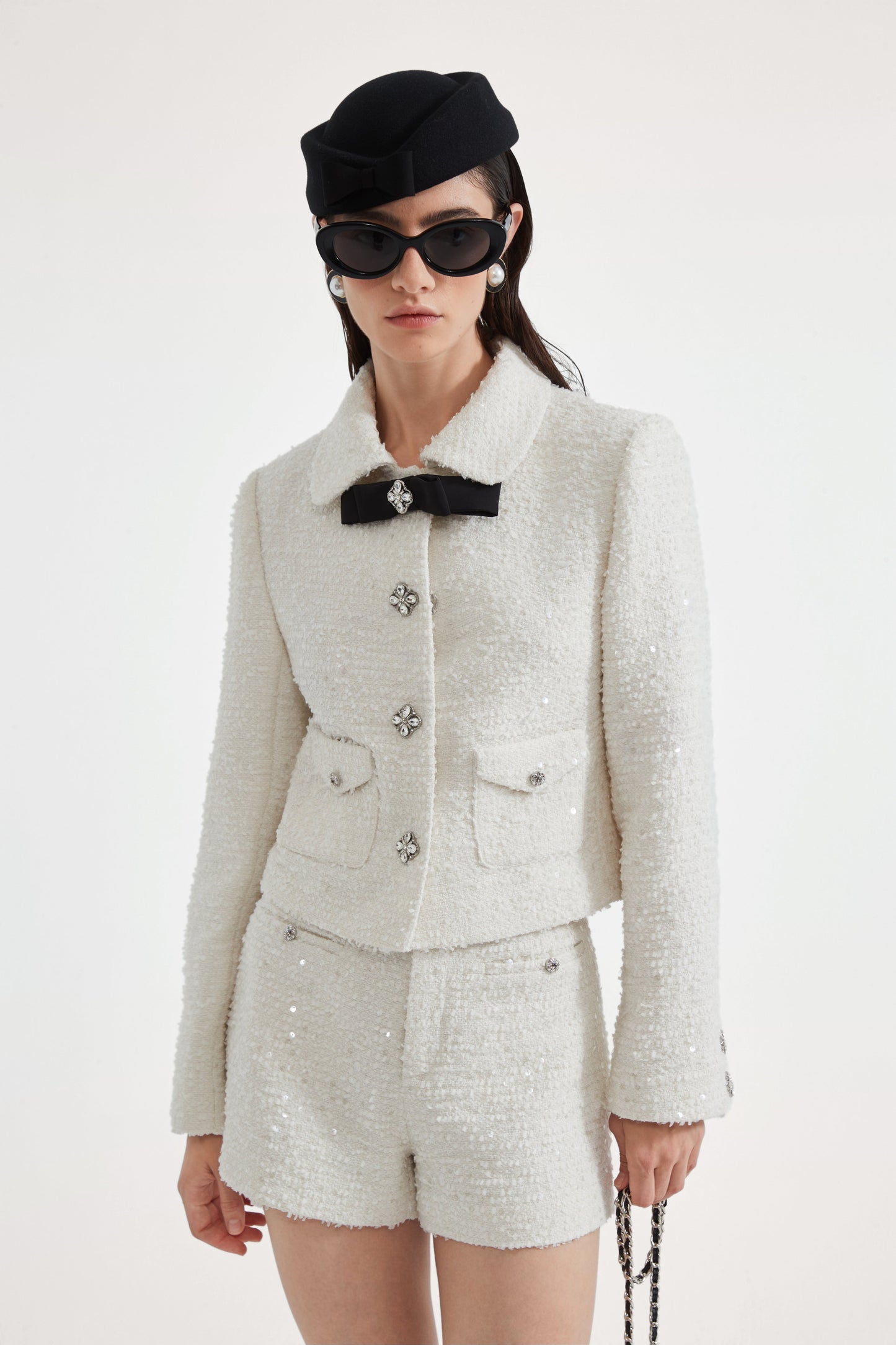 White Tweed Shorts