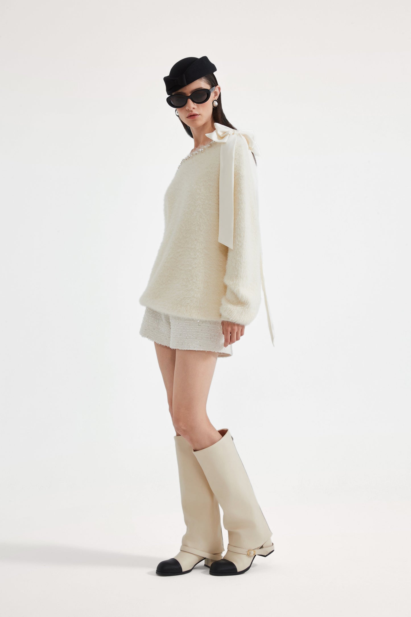 White Tweed Shorts
