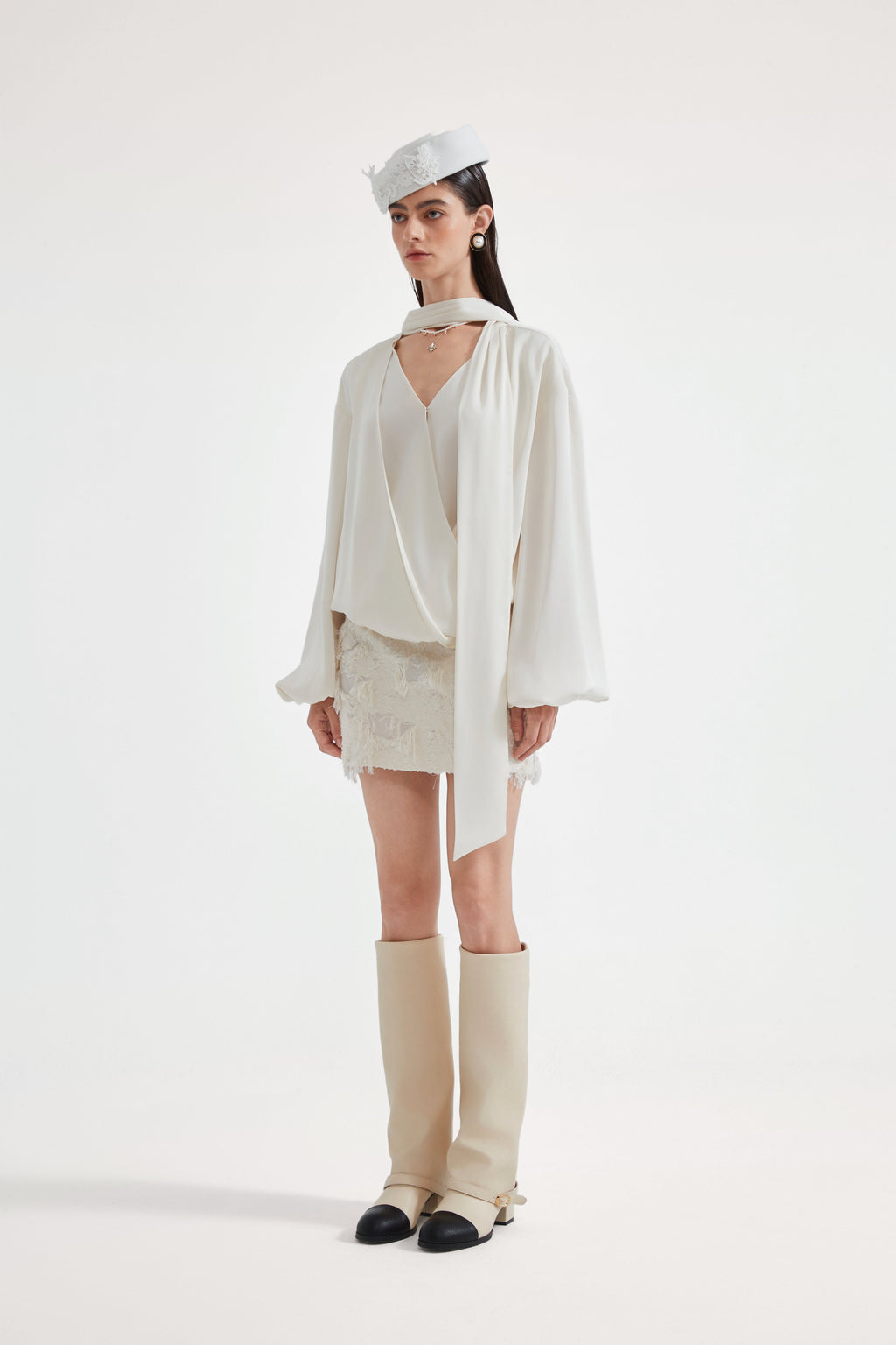 White Satin Ribbon Blouse