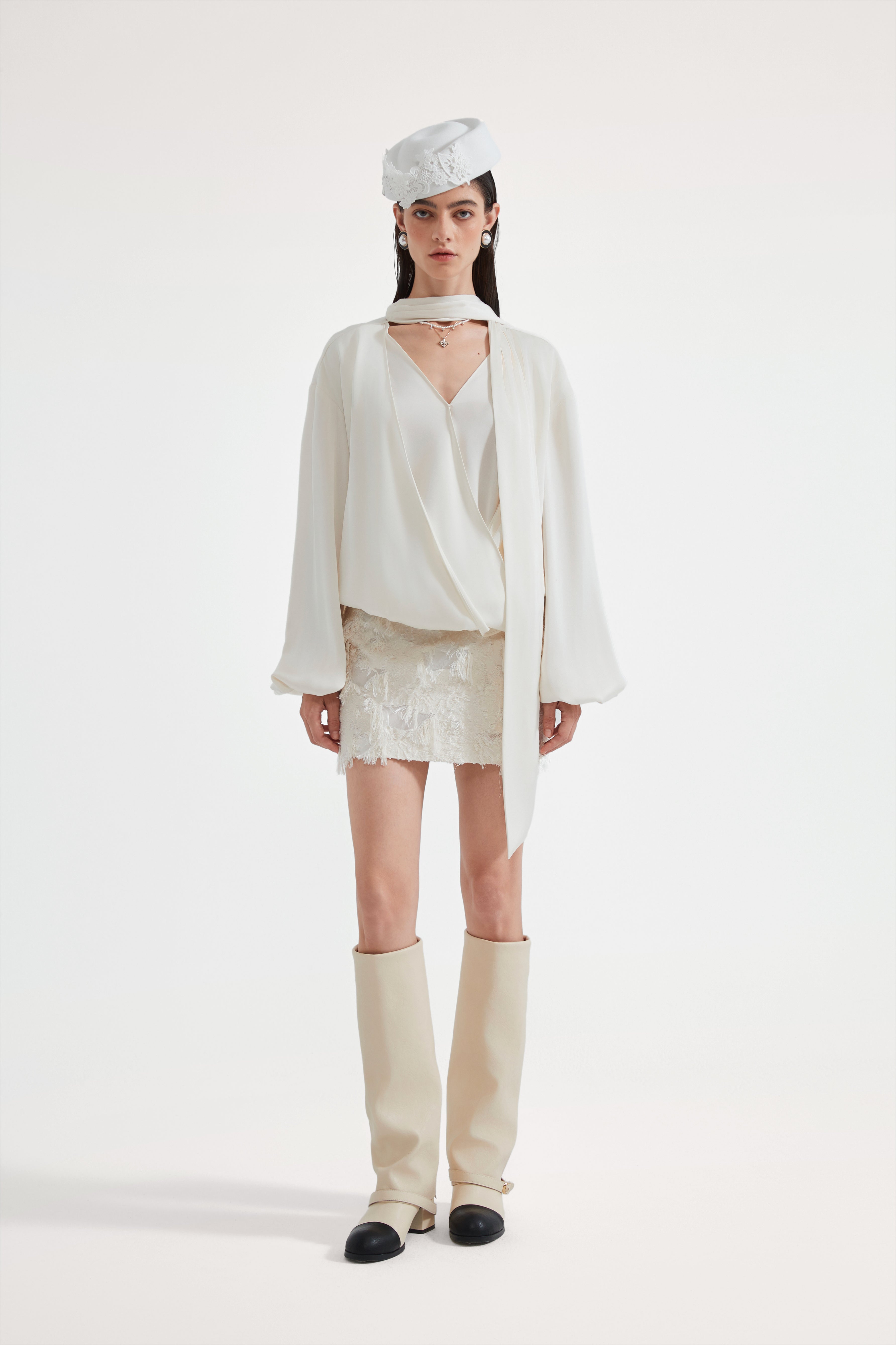 White Satin Ribbon Blouse