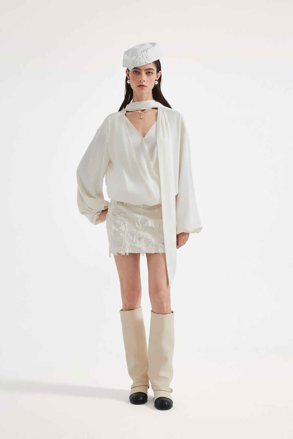 White Satin Ribbon Blouse