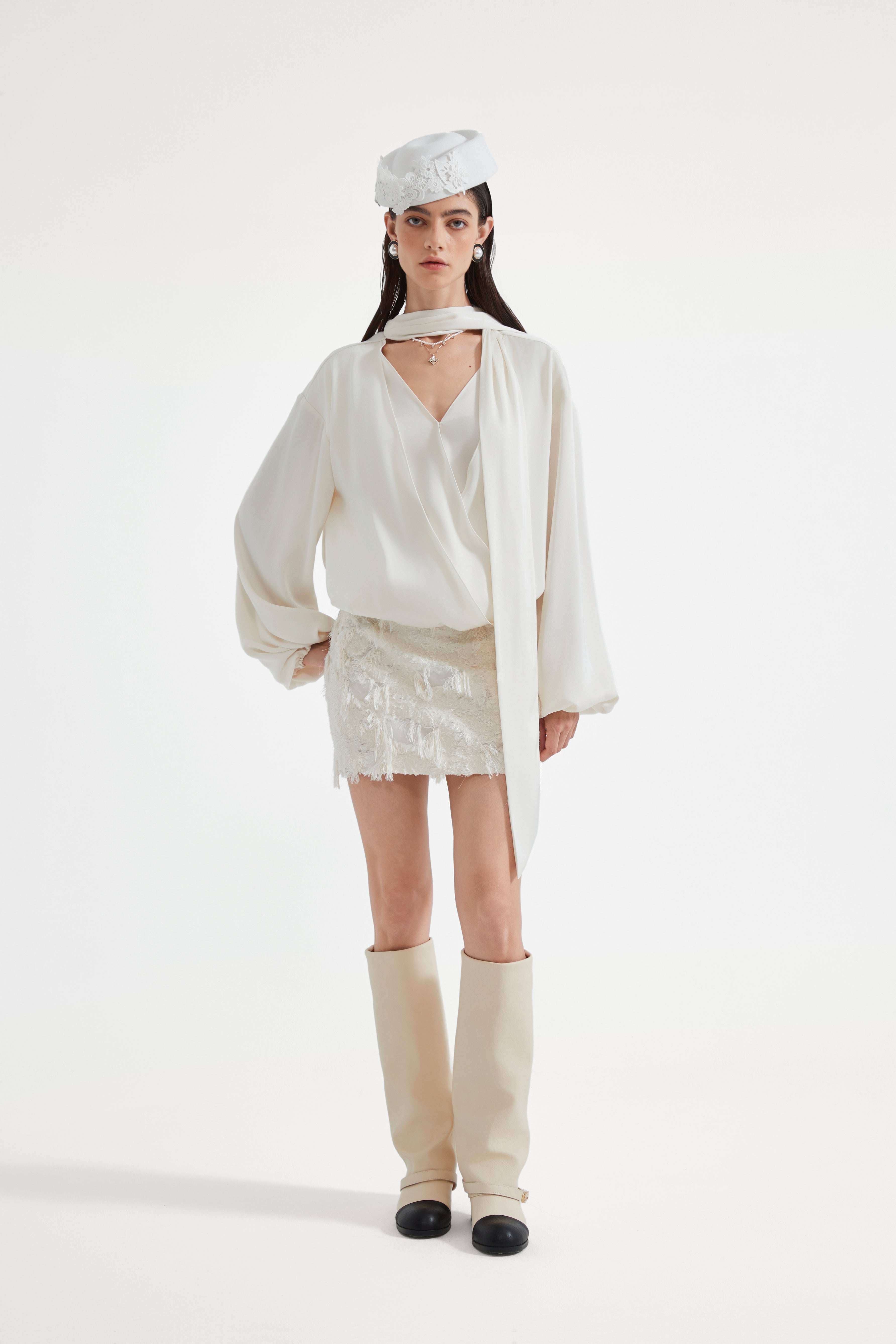 White Satin Ribbon Blouse