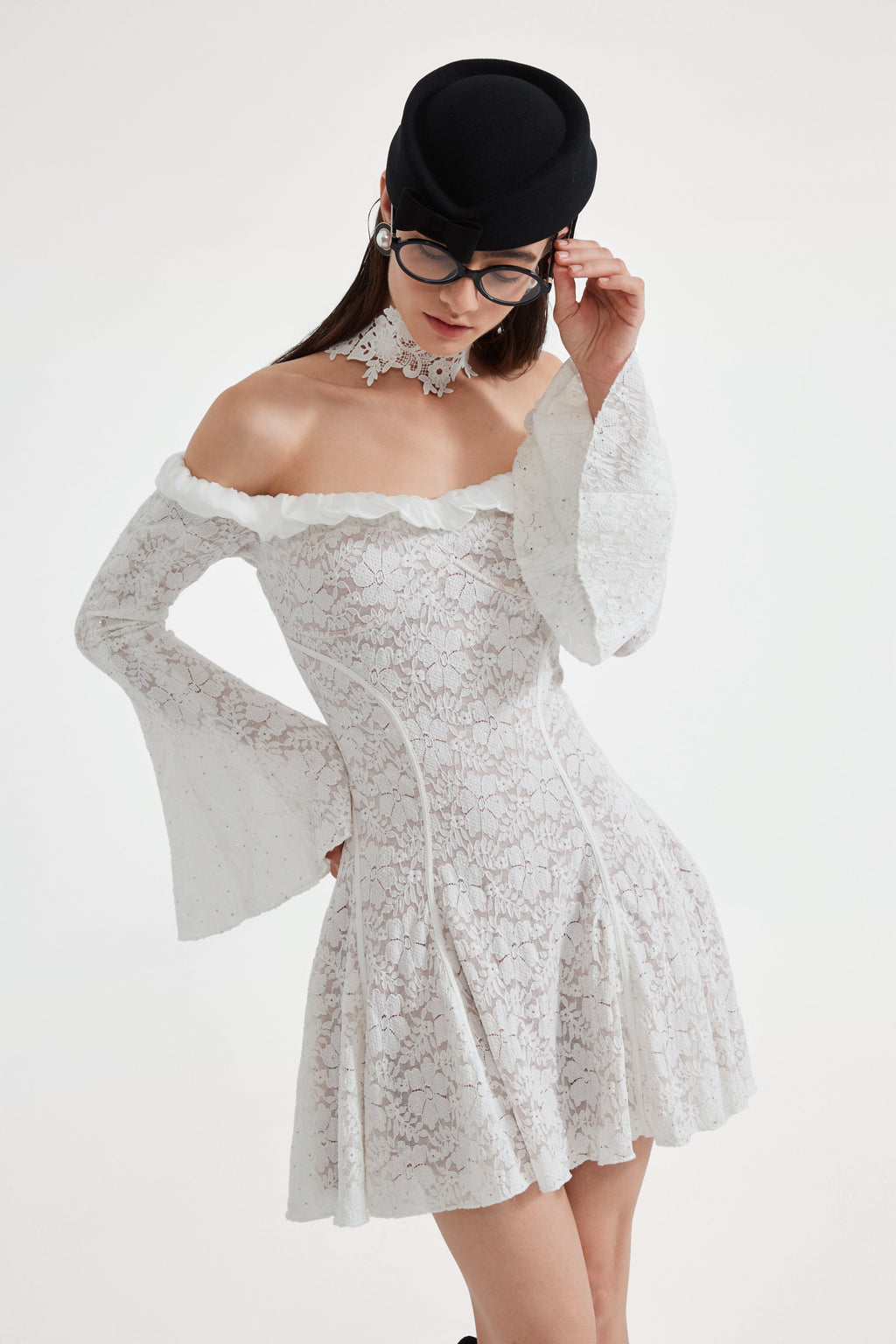 White Lace Off-The-Shoulder Dress