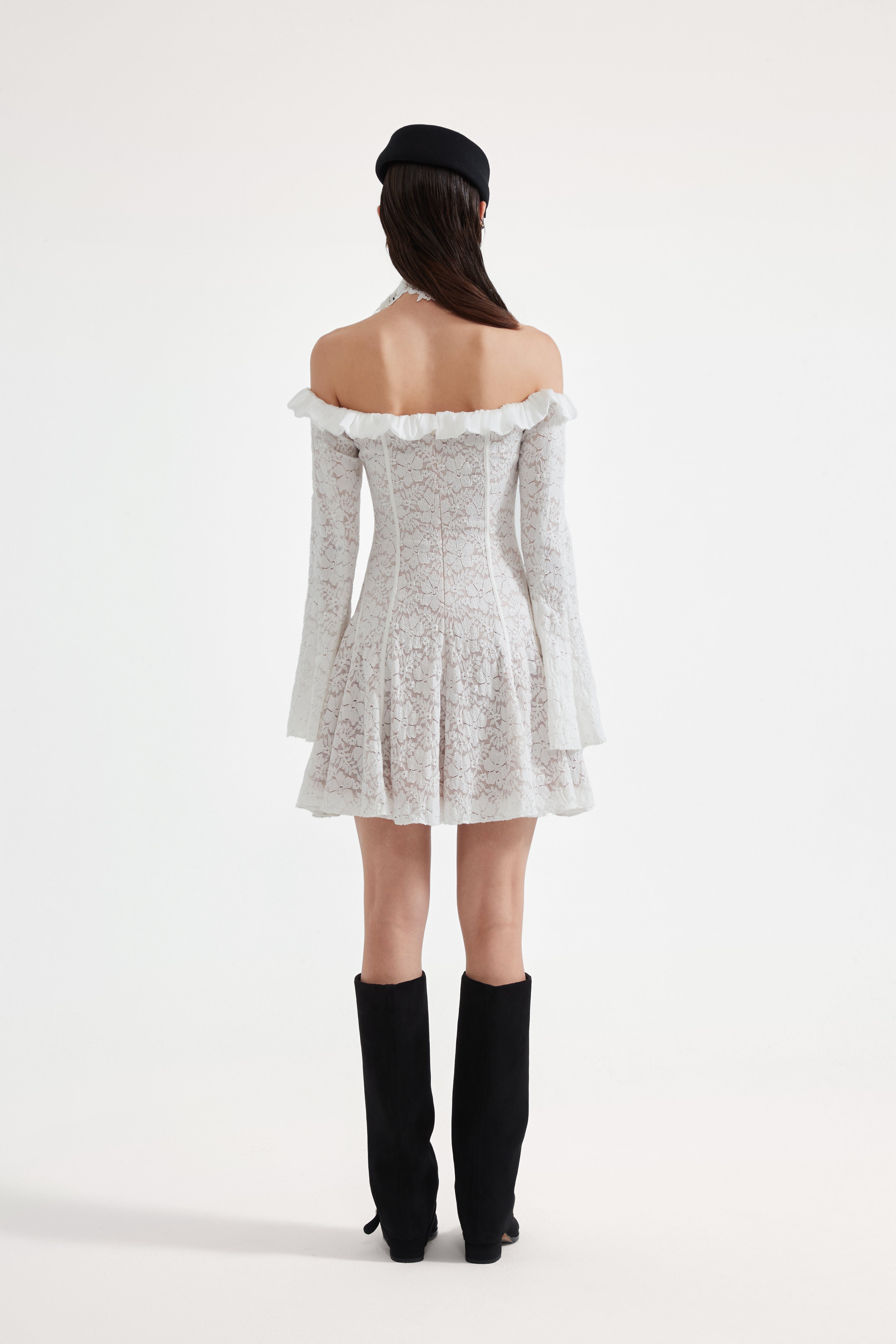 White Lace Off-The-Shoulder Dress