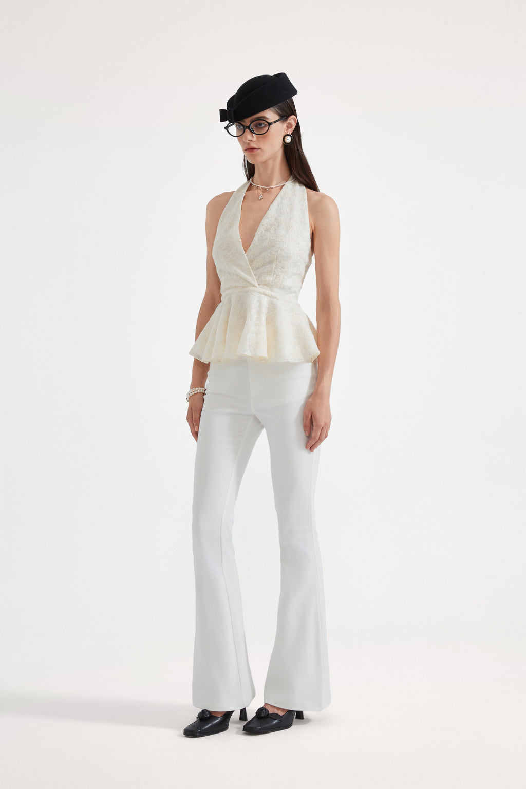 White Fitted Flare Jeans