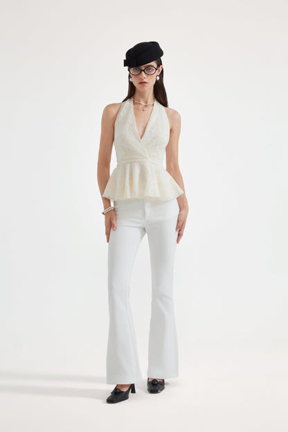 White Fitted Flare Jeans