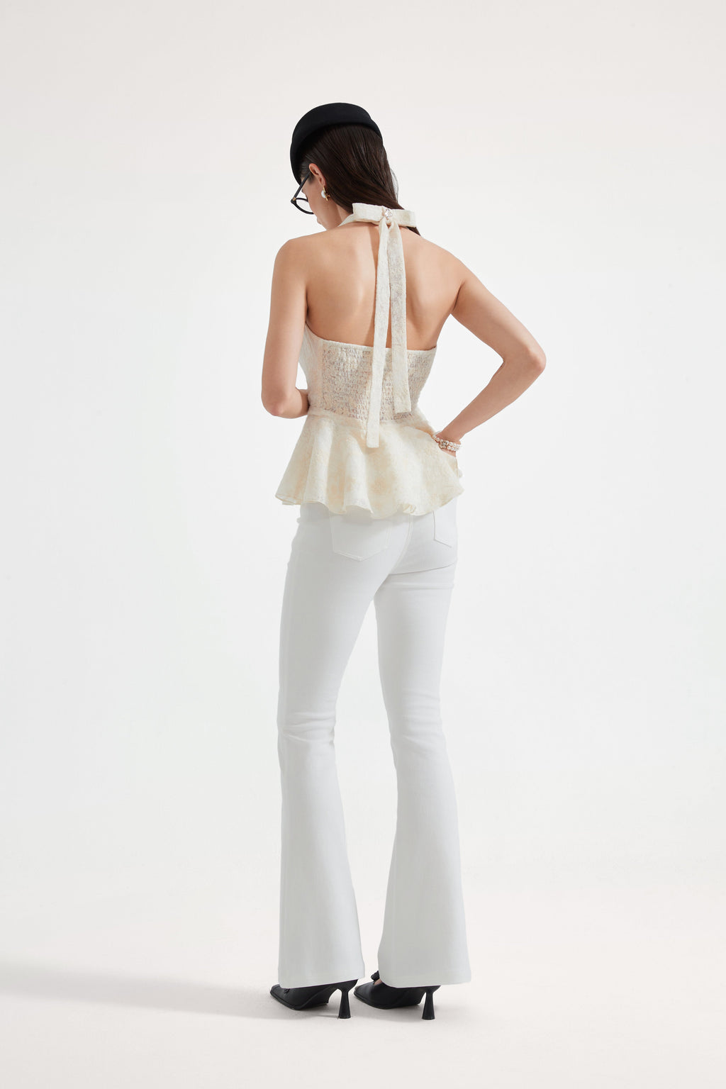 White Fitted Flare Jeans