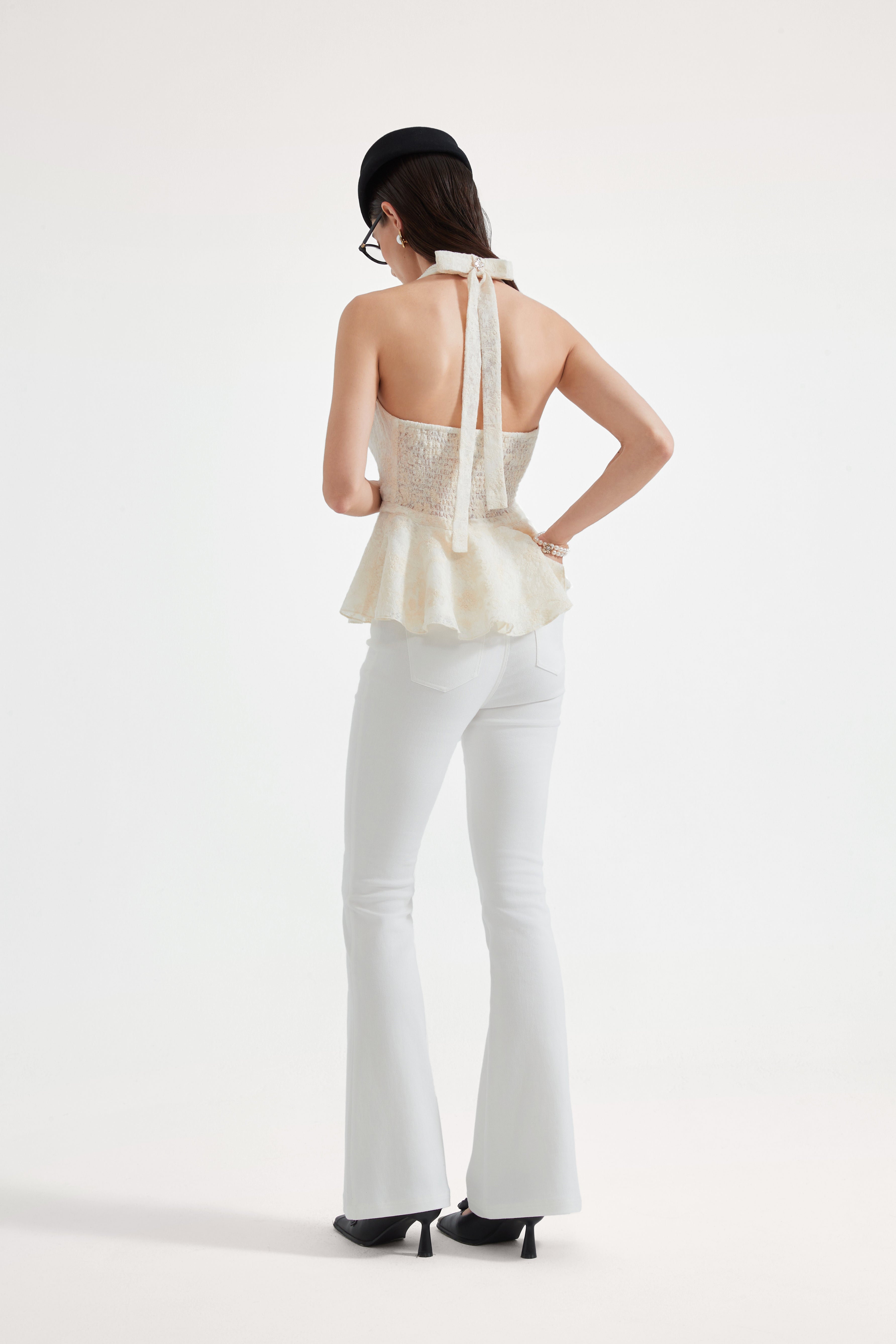 White Fitted Flare Jeans