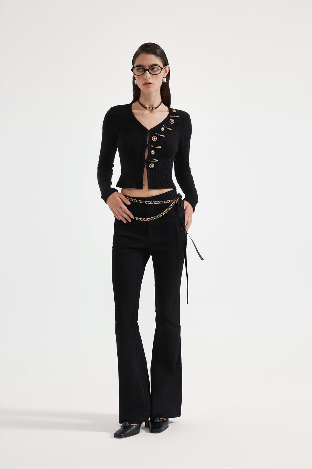 Black Fitted Flare Jeans