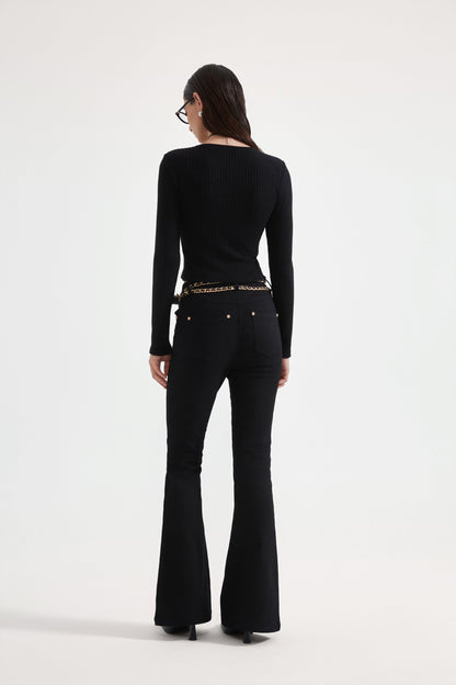 Black Knit Patchwork Base Layer