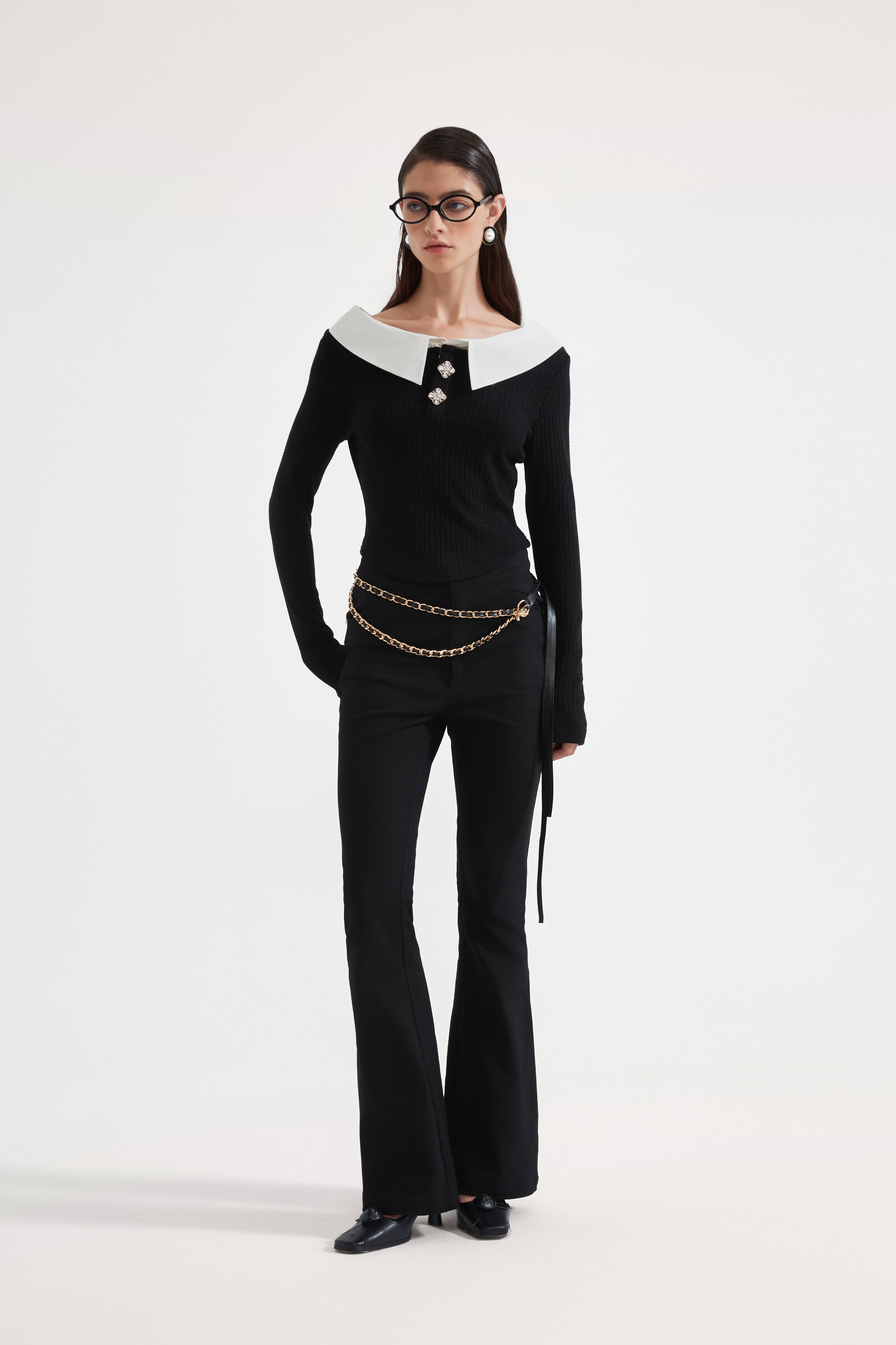 Black Fitted Flare Jeans