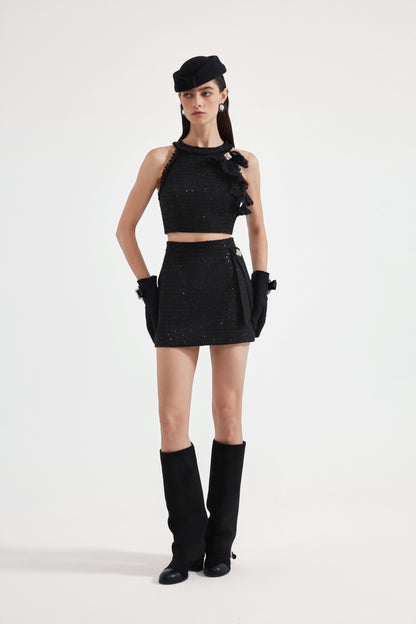 Black Woven Halter Top & Dress