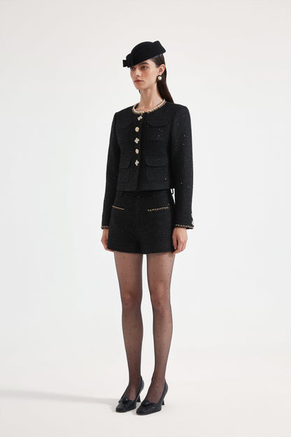 Black Tweed Shorts