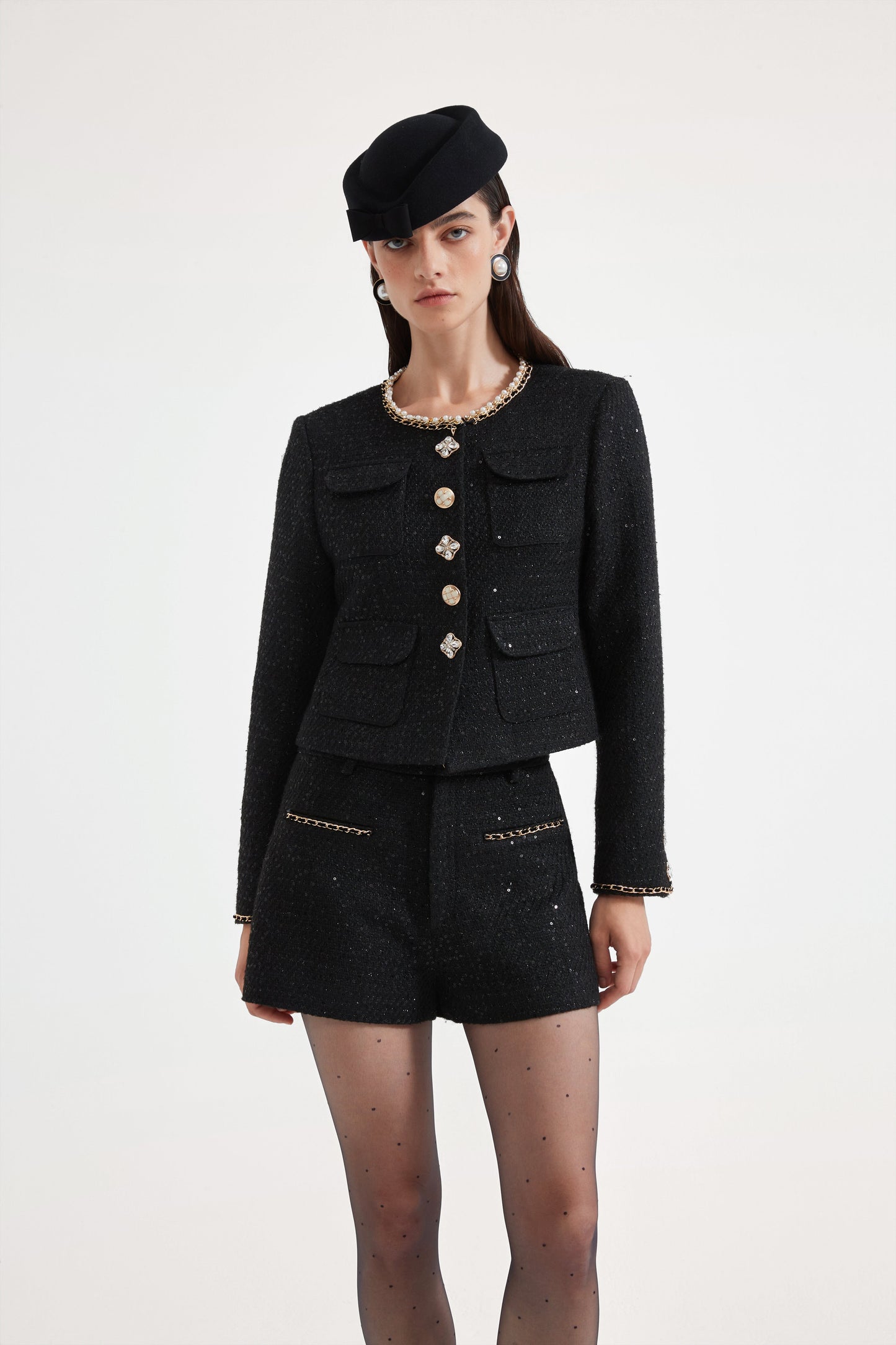 Black Tweed Shorts