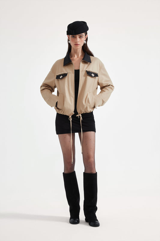 Light Coffee short Beaded Jacket