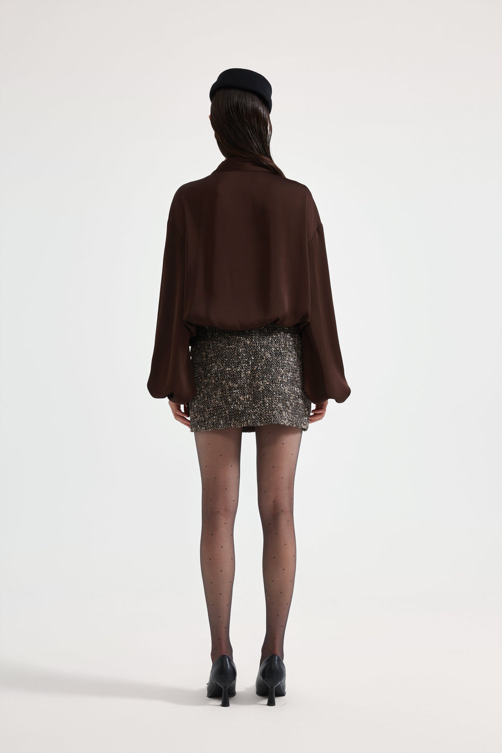 Brown Satin Ribbon Shirt