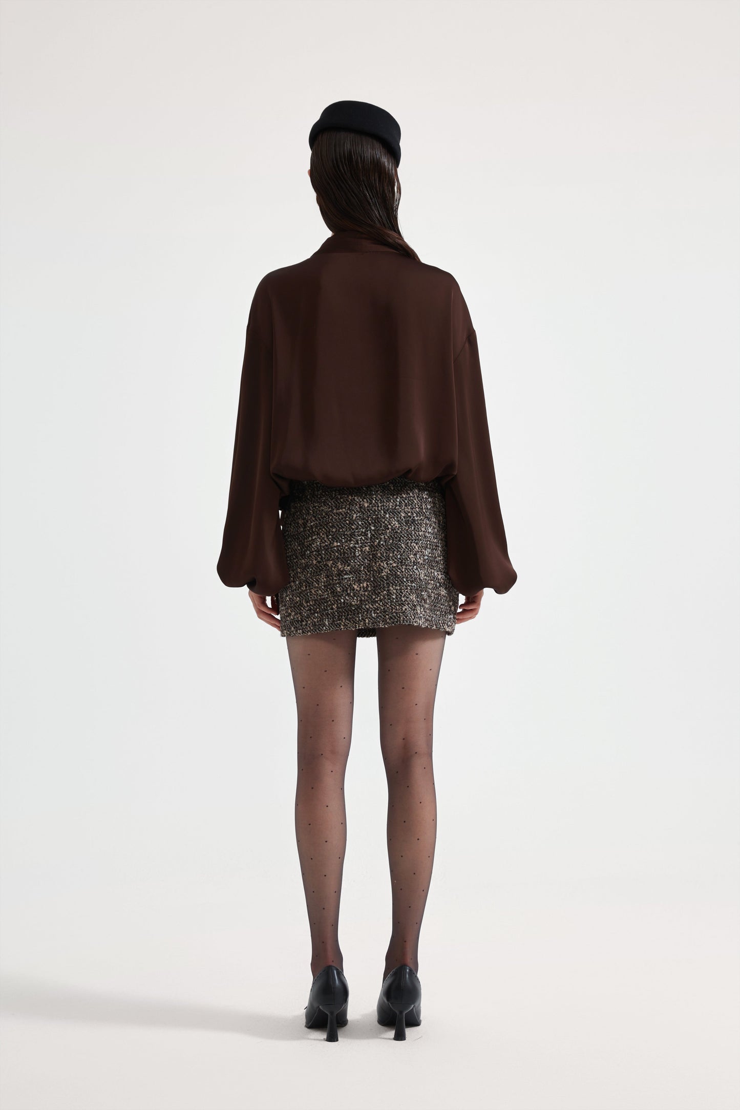 Brown Satin Ribbon Shirt