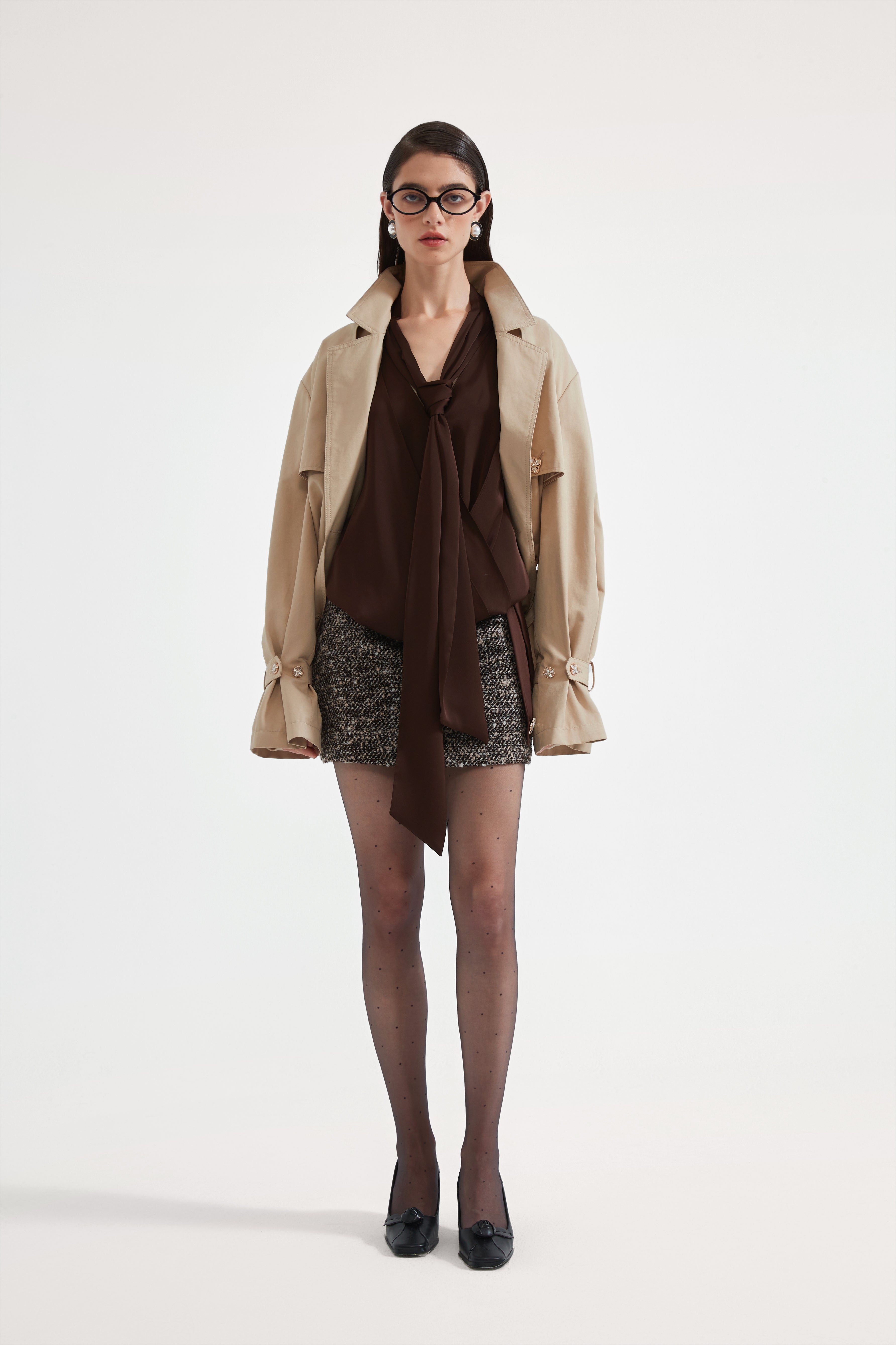 Light Coffee Long Trench Coat