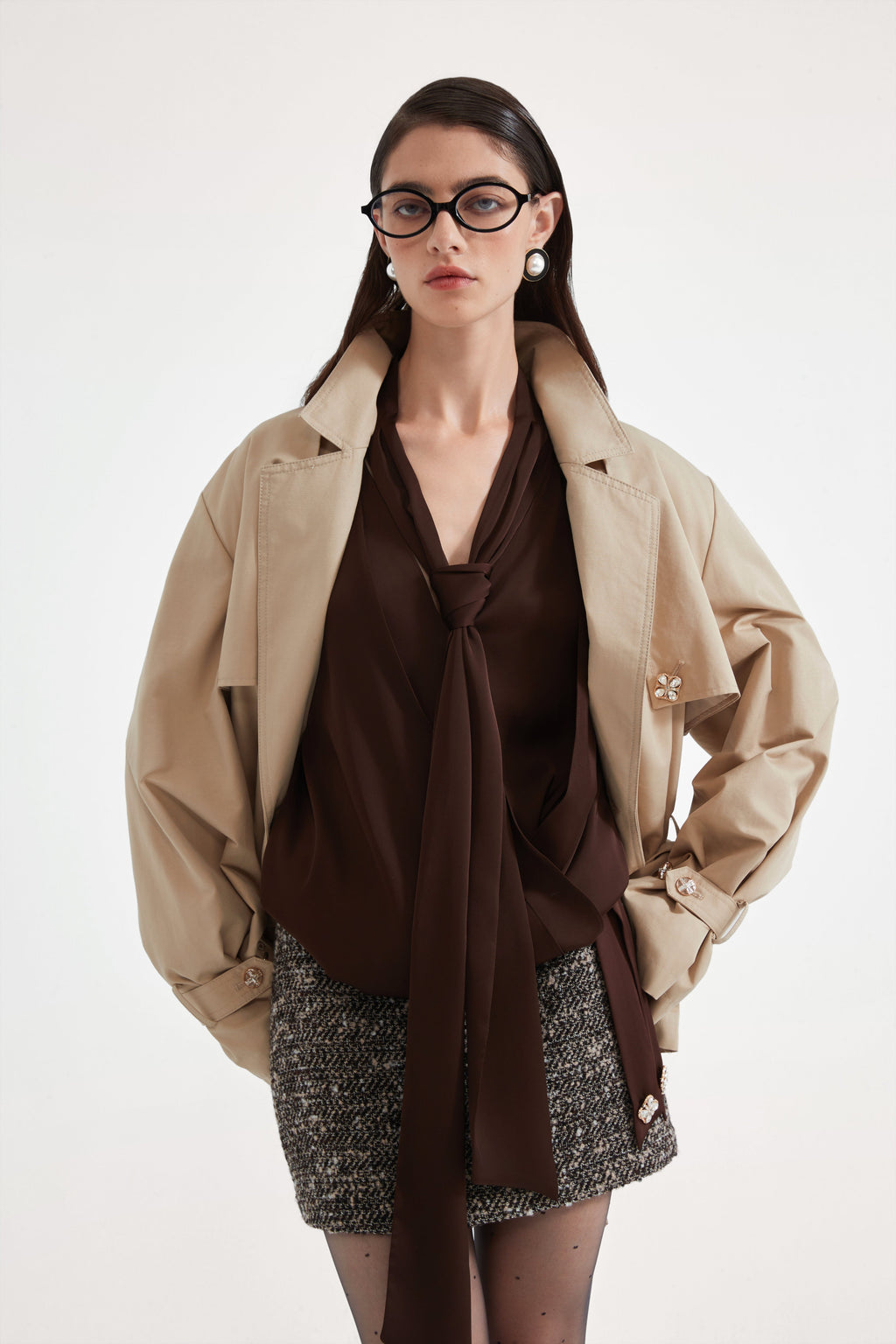 Light Coffee Long Trench Coat
