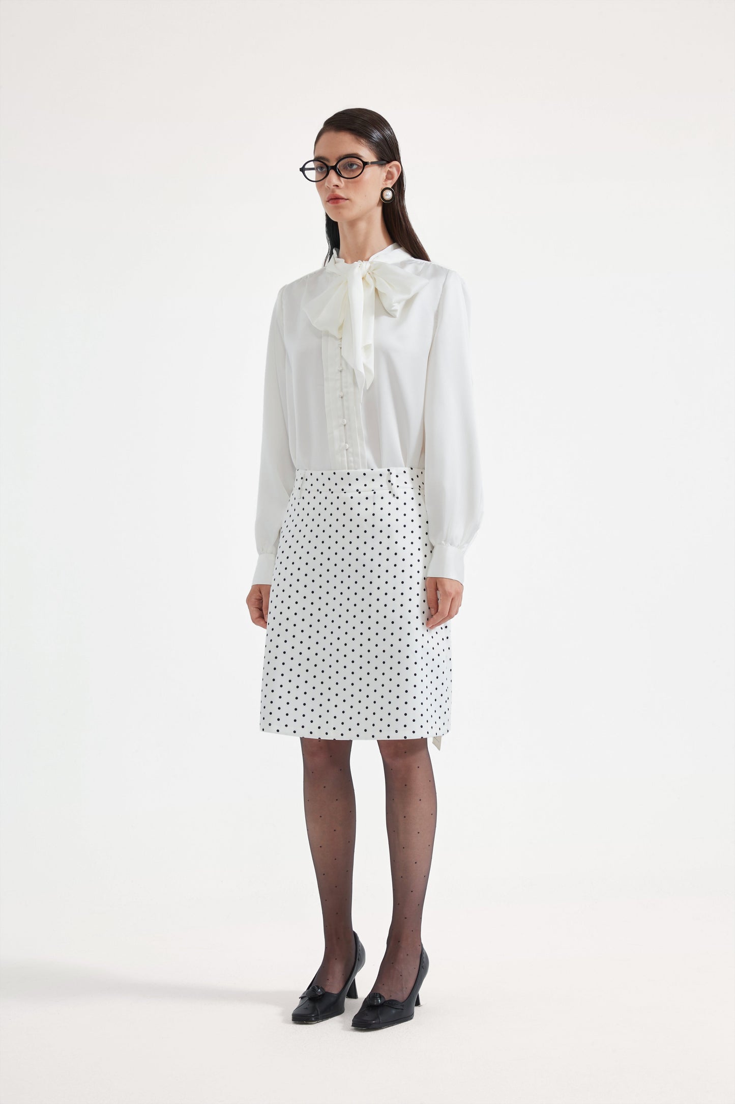 White Button-Row Blouse
