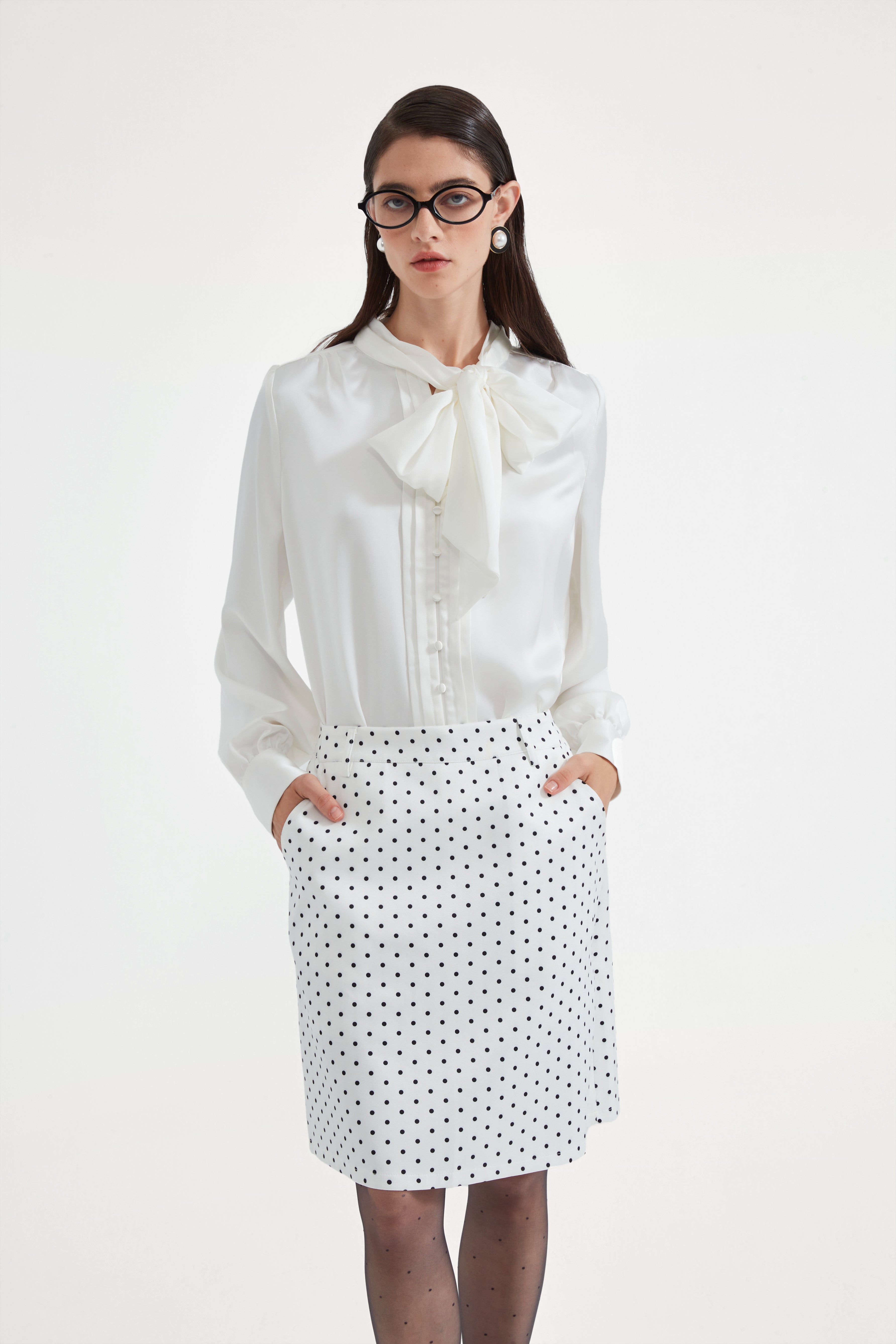White Button-Row Blouse