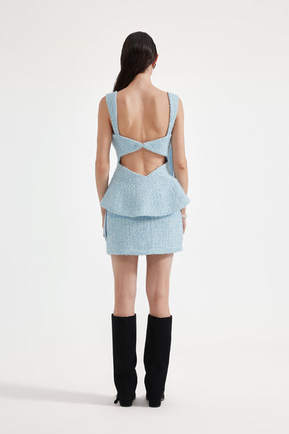 Blue Tweed Pencil Skirt