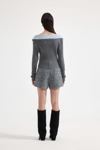 Gray Looped Woolen Shorts