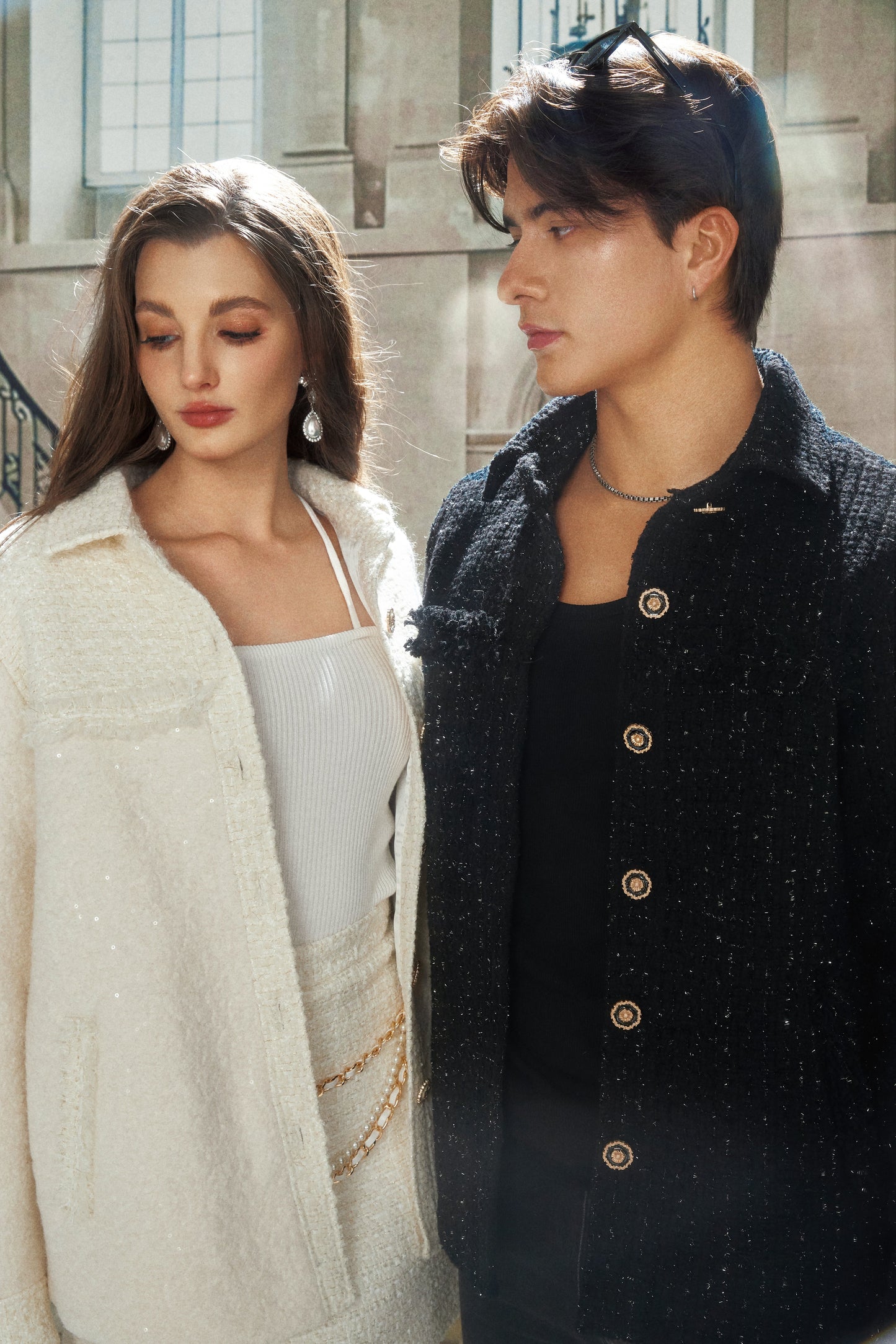White Woven Oversize Jacket