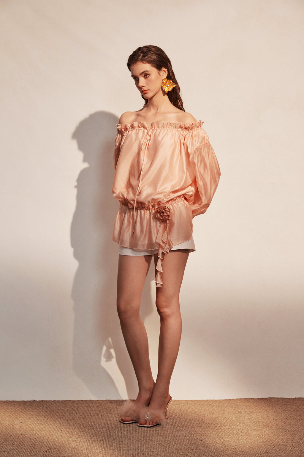 Pink Off-shoulder Shirt