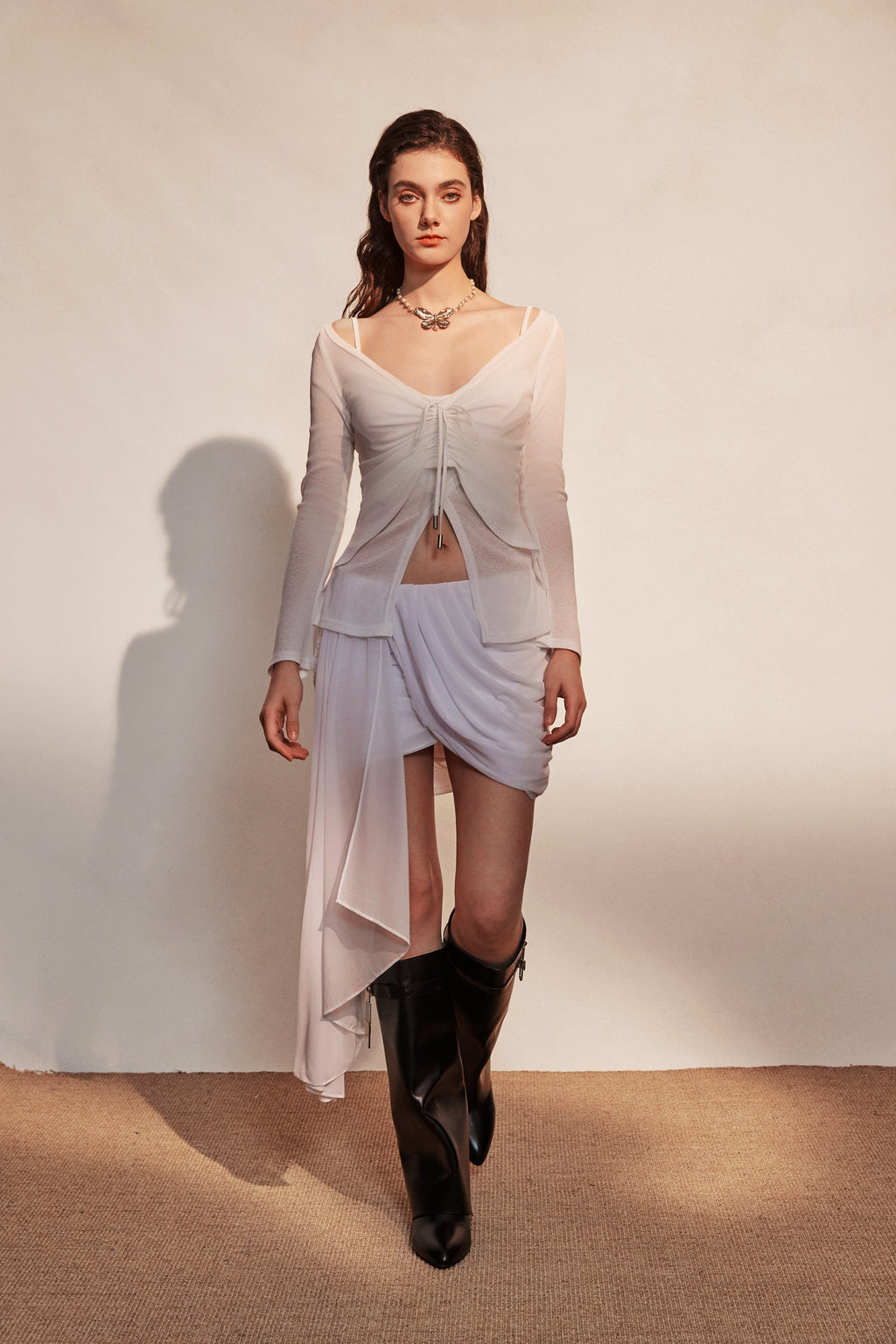 White Faux Two-piece Top