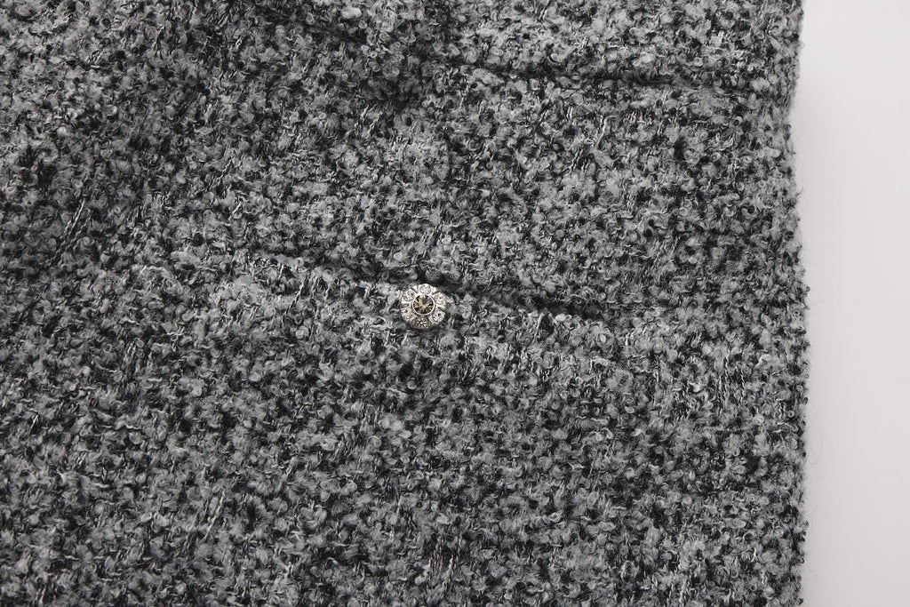 Gray Looped Woolen Shorts