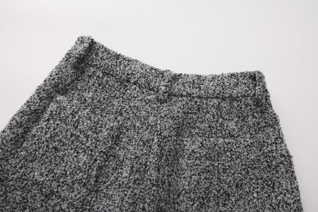 Gray Looped Woolen Shorts