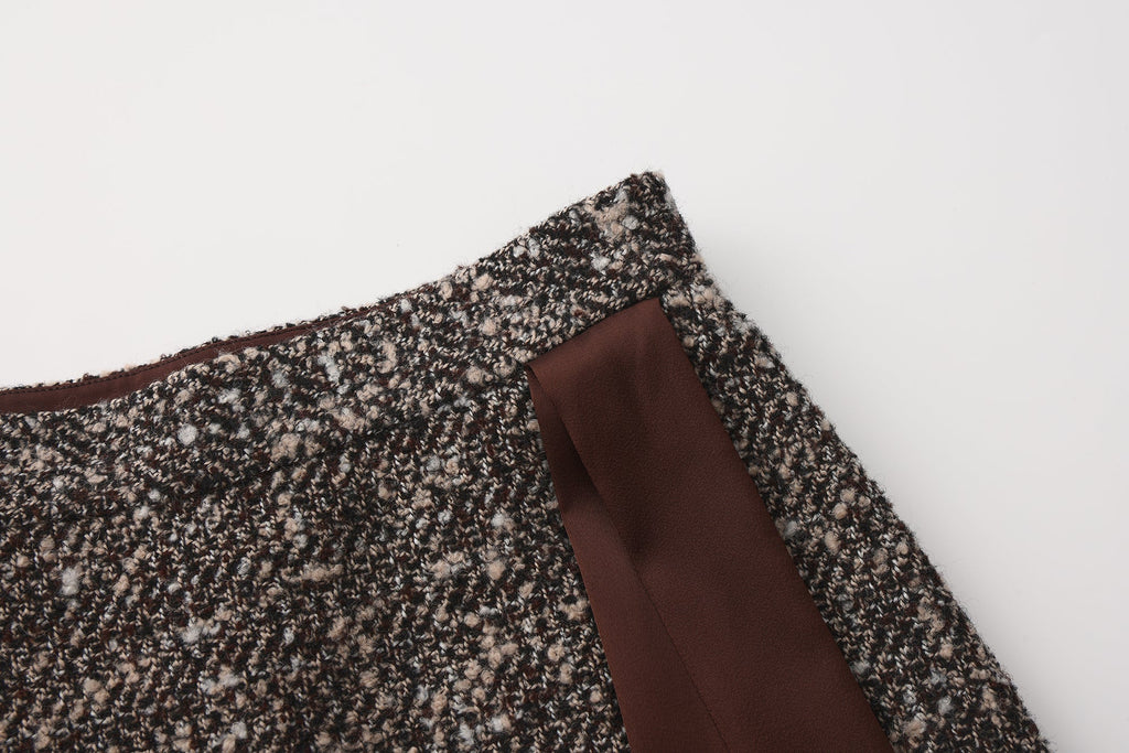Coffee-Colered Tweed Pencil Skirt