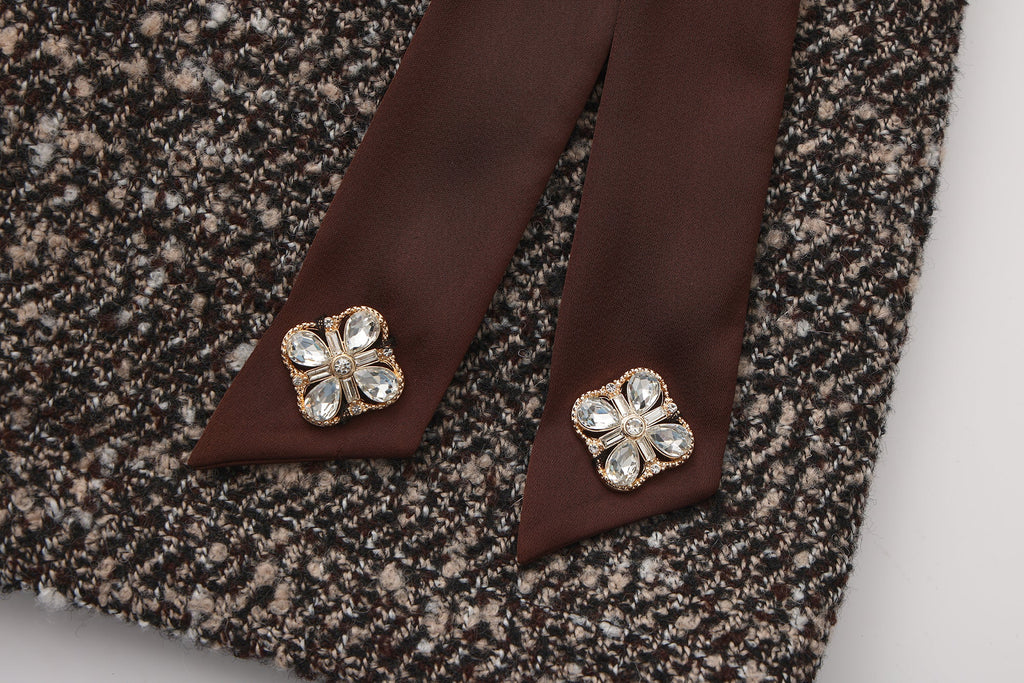 Coffee-Colered Tweed Pencil Skirt