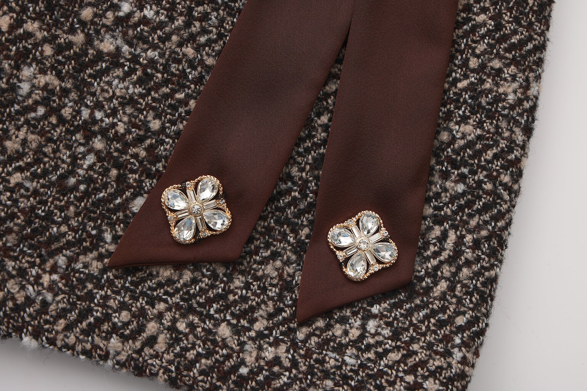 Coffee-Colered Tweed Pencil Skirt